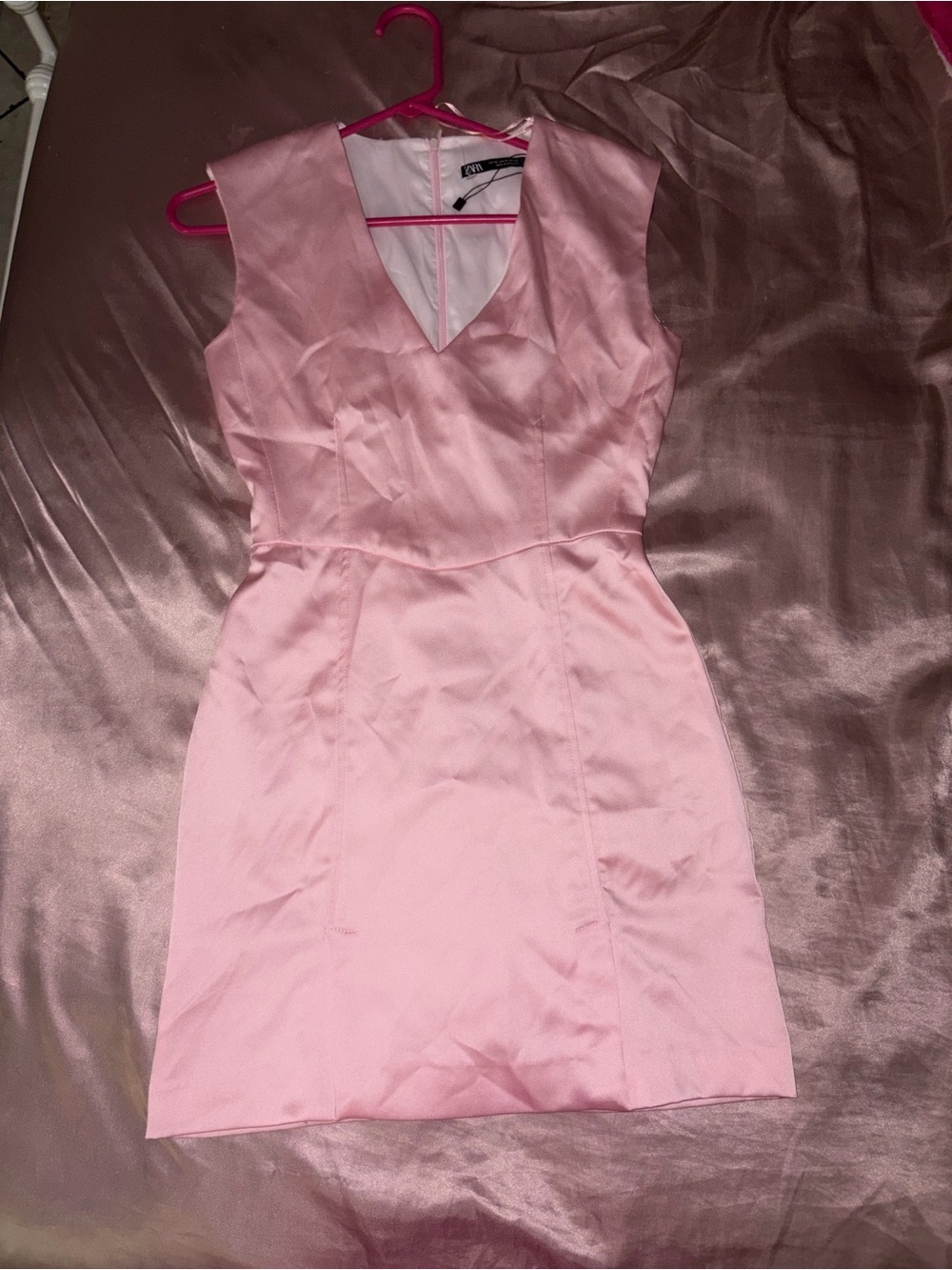 Zara Light Pink Sleeveless V-Neck Mini Dress